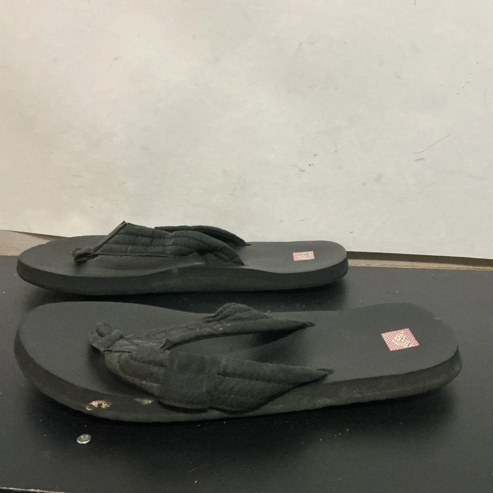 Quiksilver Mens Black Flip Flops Sandals 11.25 Inch Heel To Toe